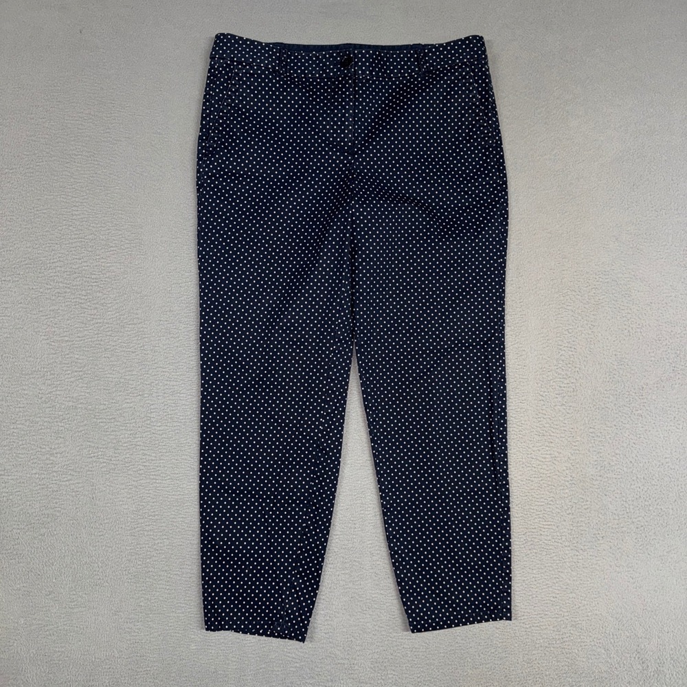 Talbots Pants Womens 10P Navy Blue Weekend Chino Polka Dot Straight Leg Stretch